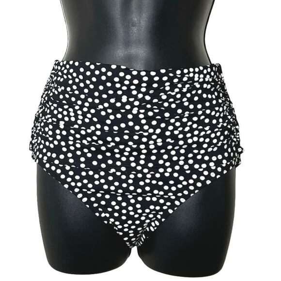 Lands End Women’s Polka Dot Racer Back Two Piece Tankini Black/White Size 6 - Picture 5 of 7
